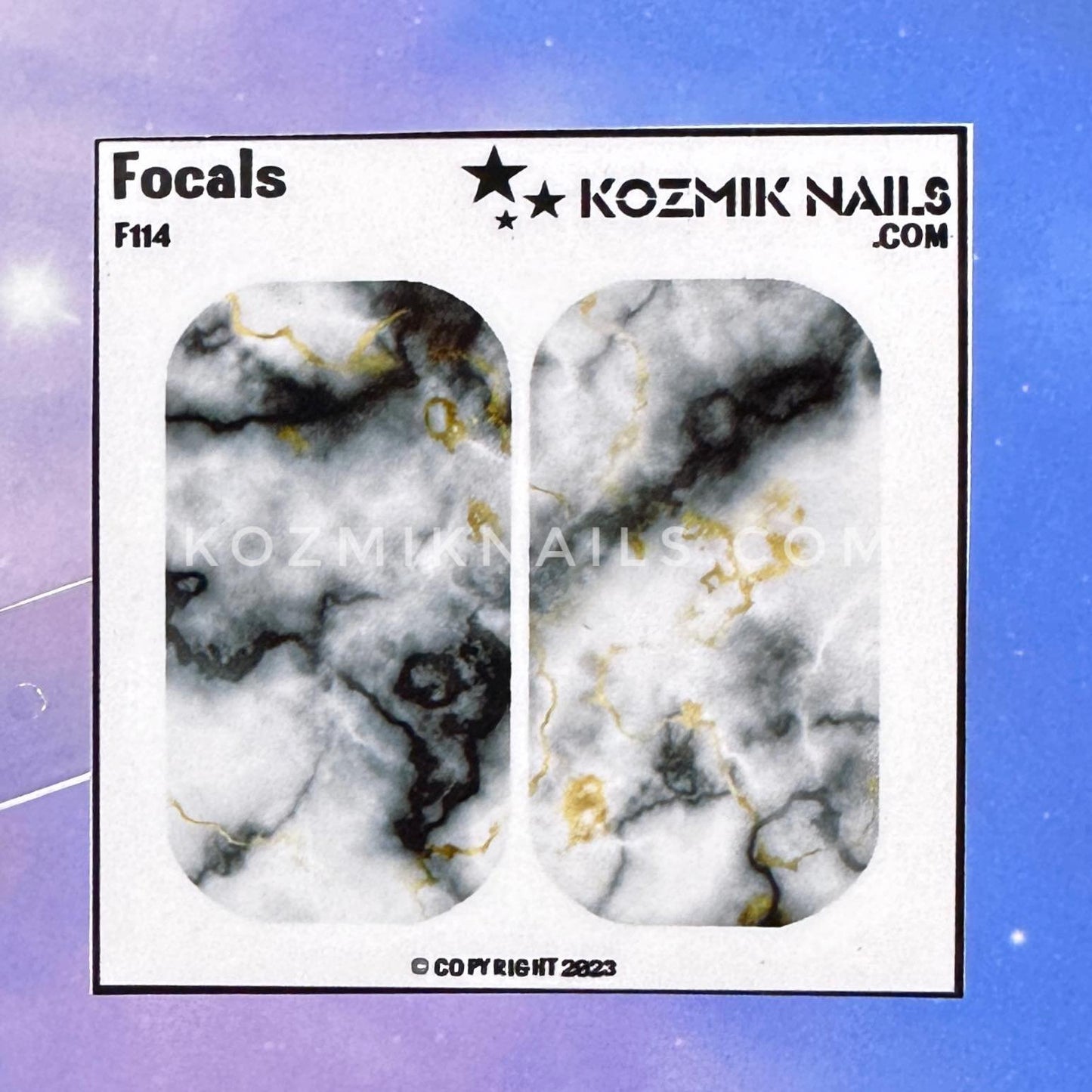 F114 White Black & Gold Marble