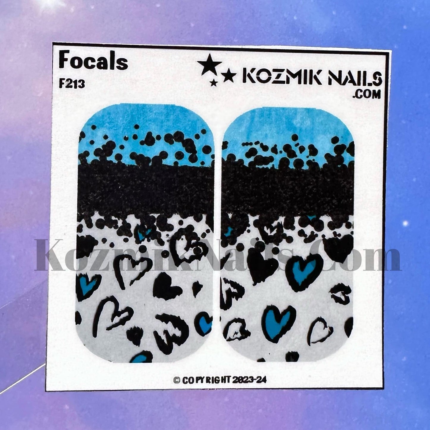 F213 Aqua Black Split Hearts