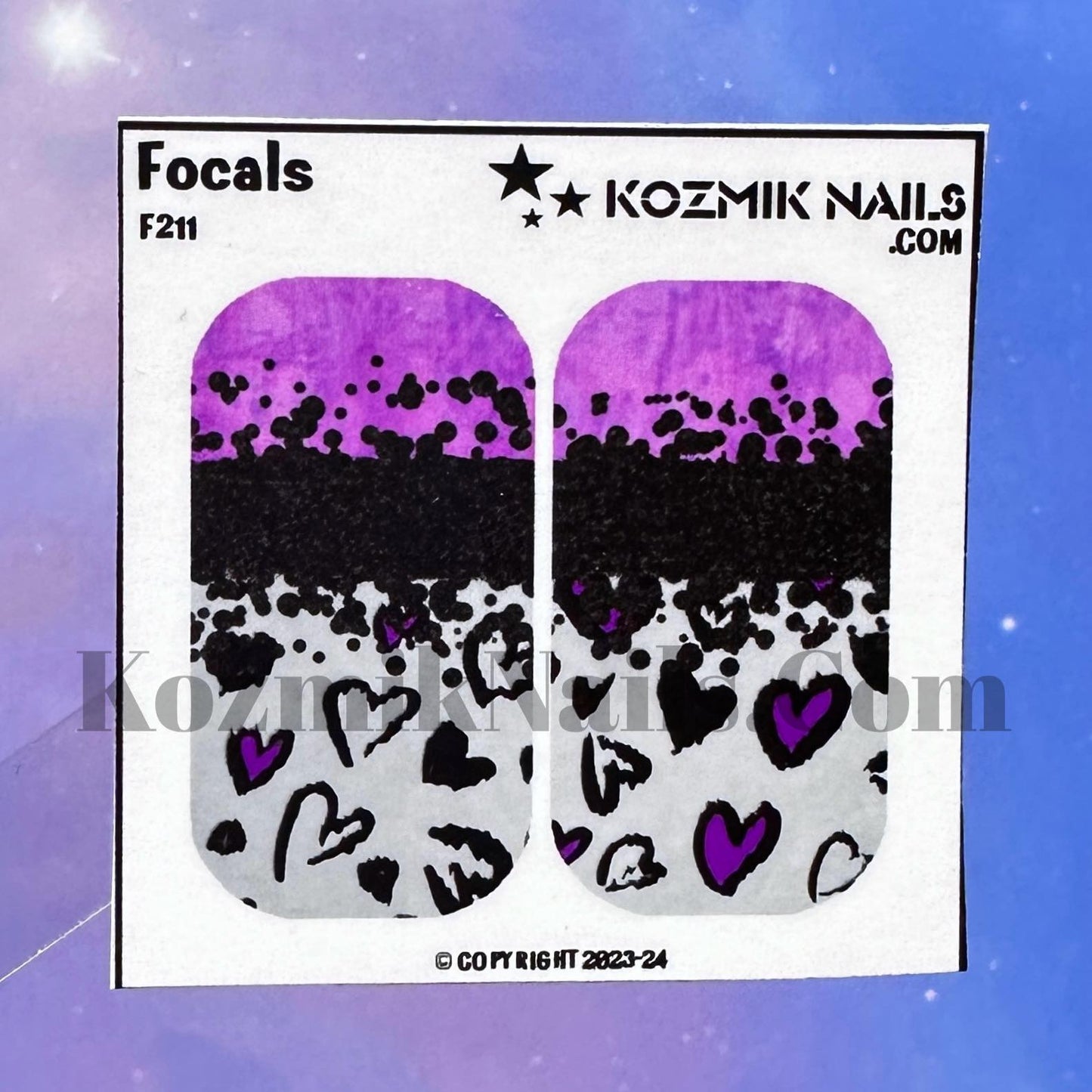 F211 Purple Black Split Hearts