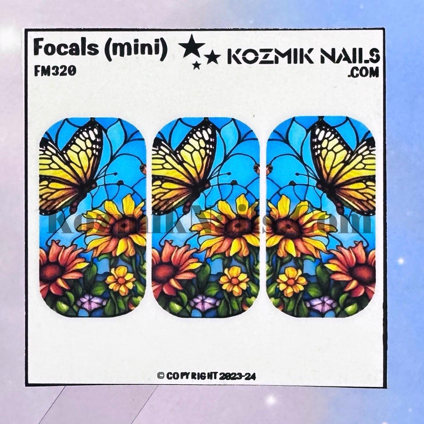 F320 Stained Glass Butterfly with Flowers