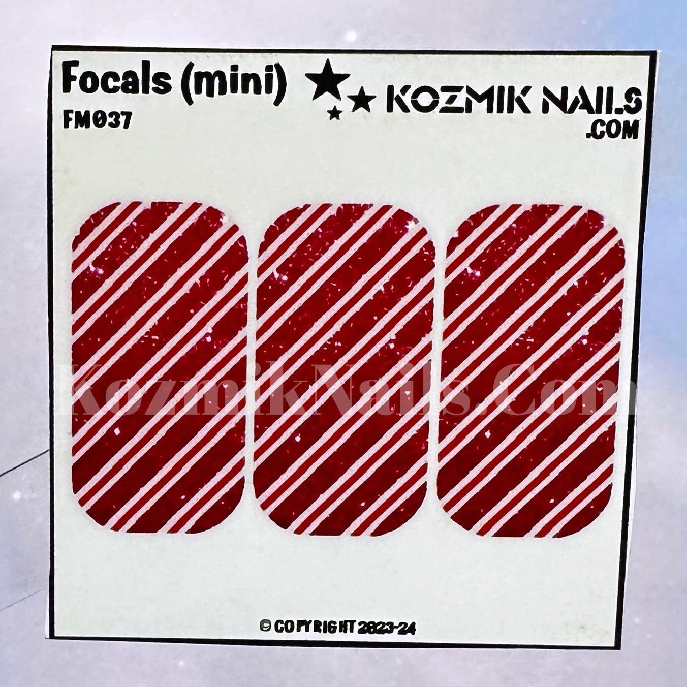 F037 Glitter Candy Cane Red