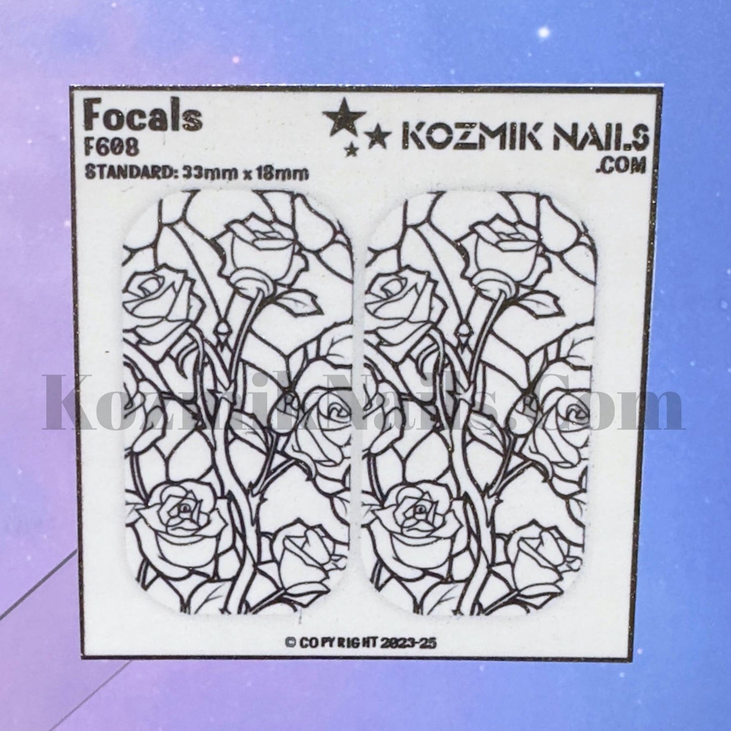 F608 Stained Glass Roses and Thorns Outline