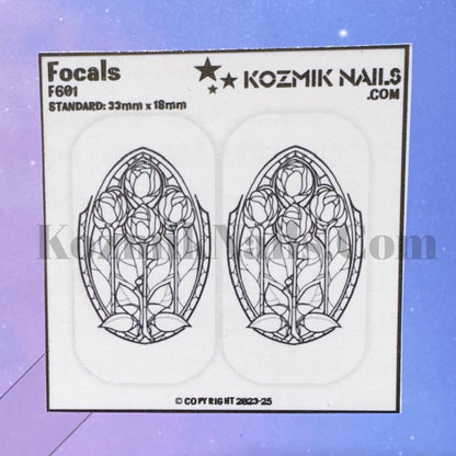 F601 Stained Glass Flower Panel Outline