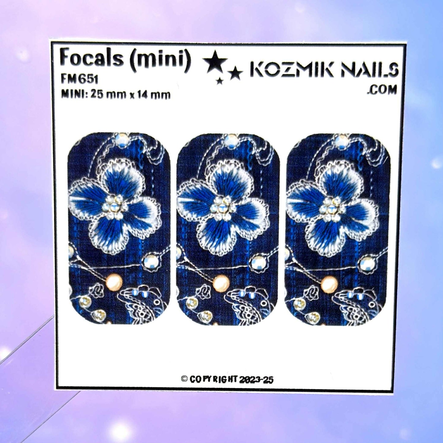 F651 Denim and Embroidered Flowers