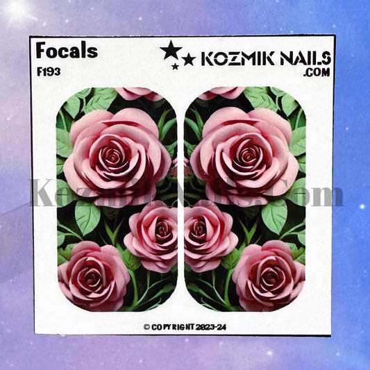 F193 Pink Roses With Leaves