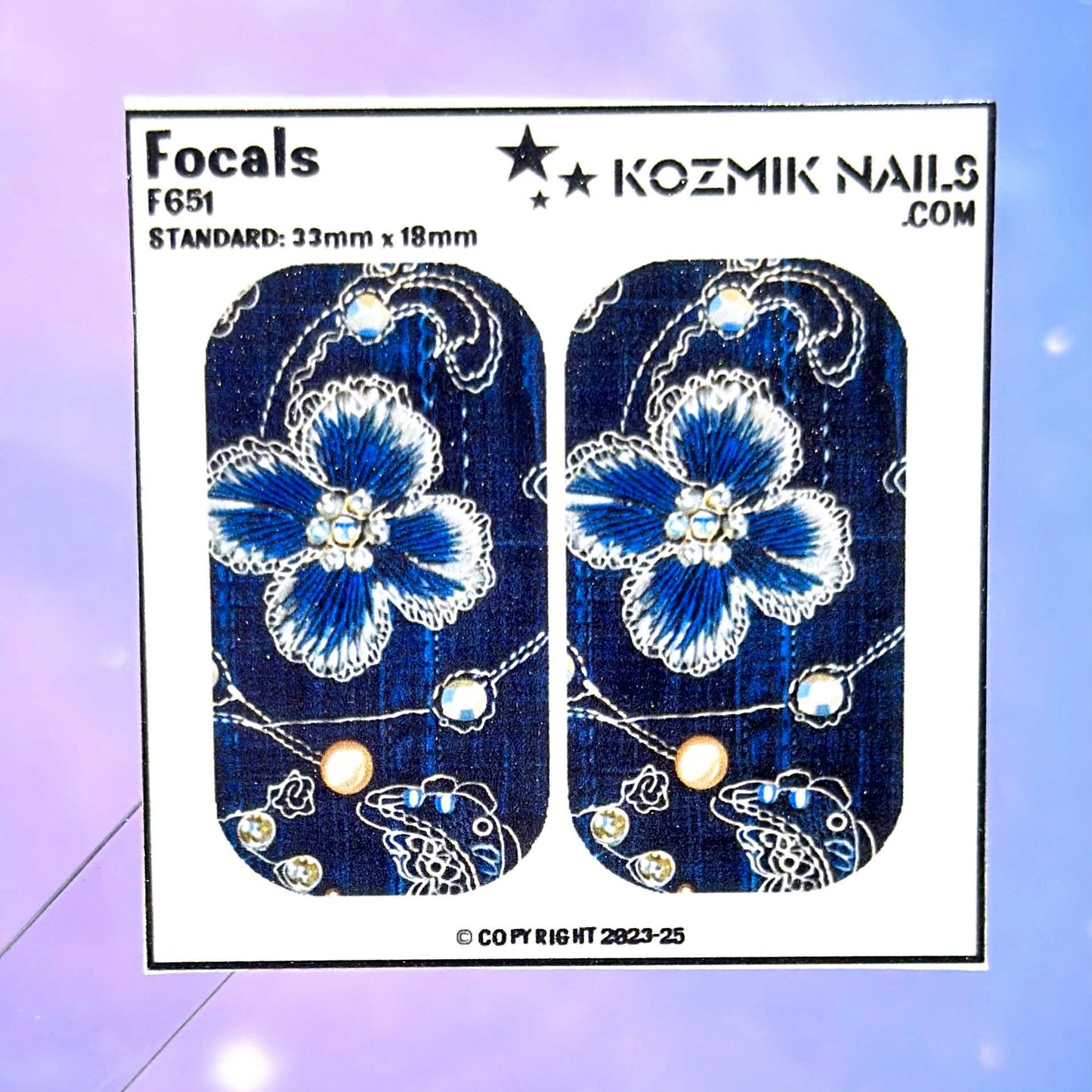 F651 Denim and Embroidered Flowers