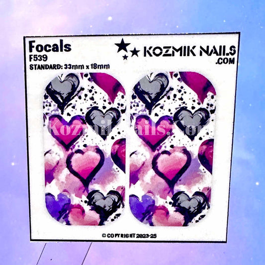 F539 Purple Grunge Hearts