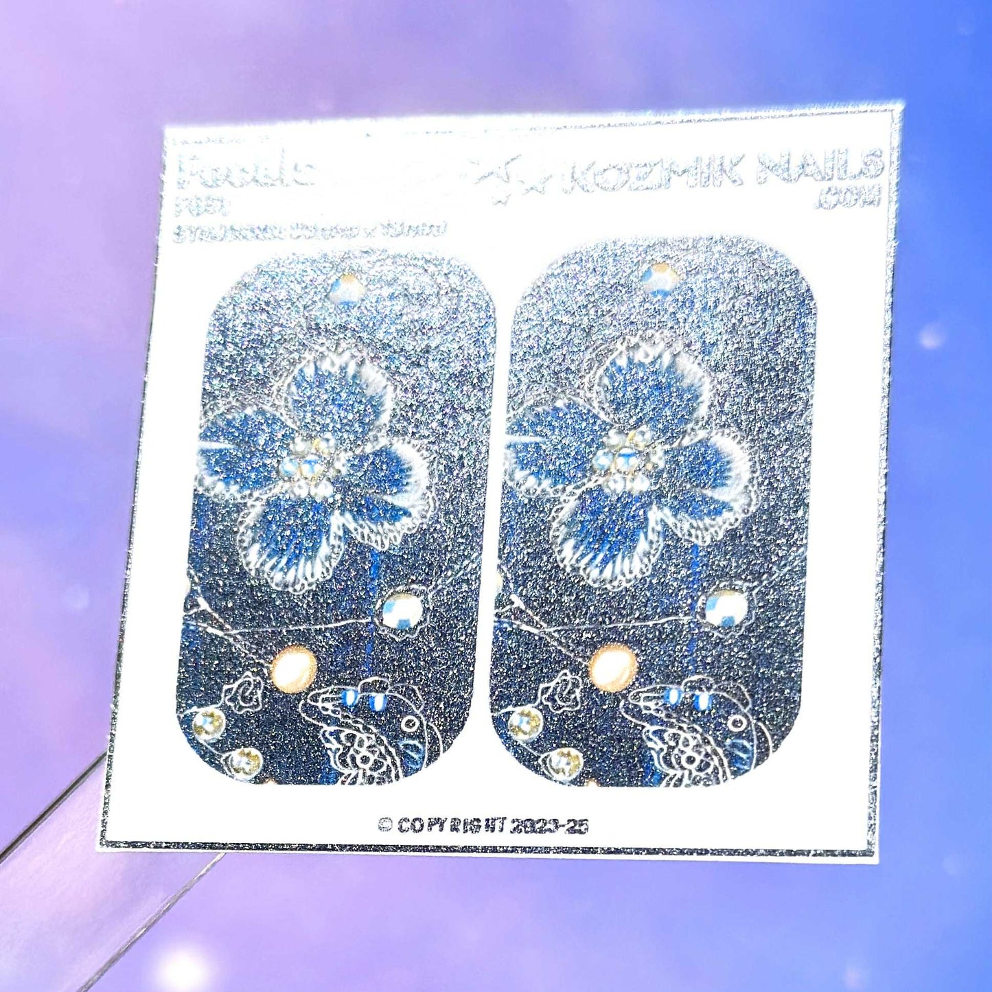 F651 Denim and Embroidered Flowers