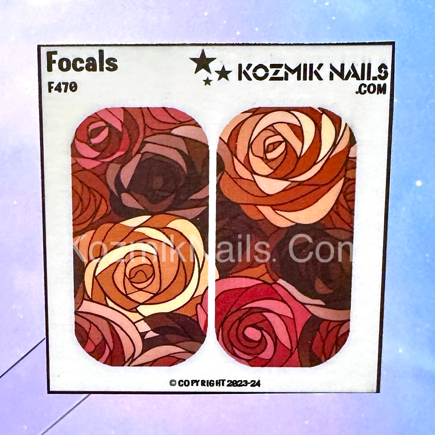 F470  Stained Glass Woodland Roses