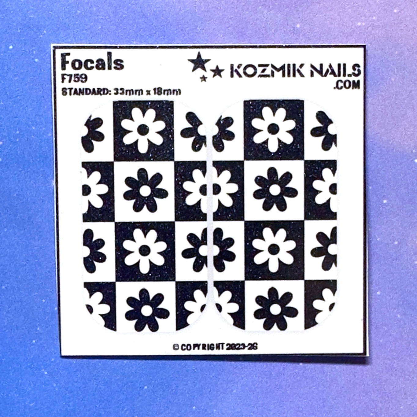 F759 B&W Checkered Retro Daisies