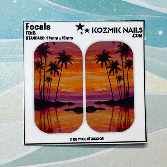 F818 Colorful Palm Tree Sunset