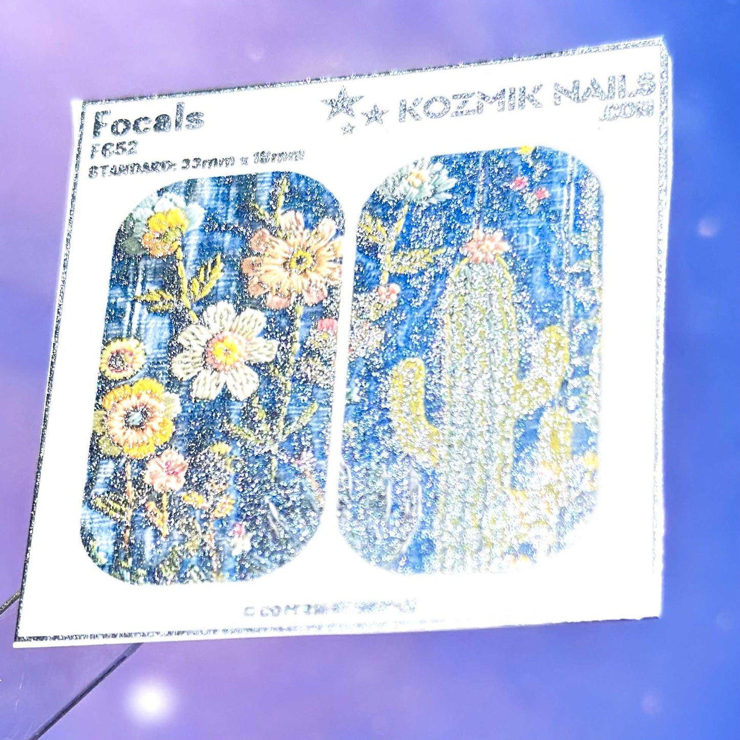 F652 Denim and Embroidered Cactus and Flowers