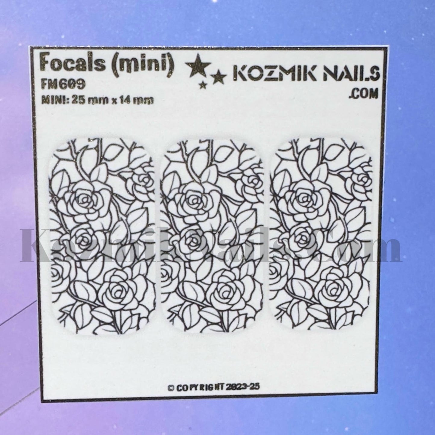 F609 Stained Glass Rose Bush Outline