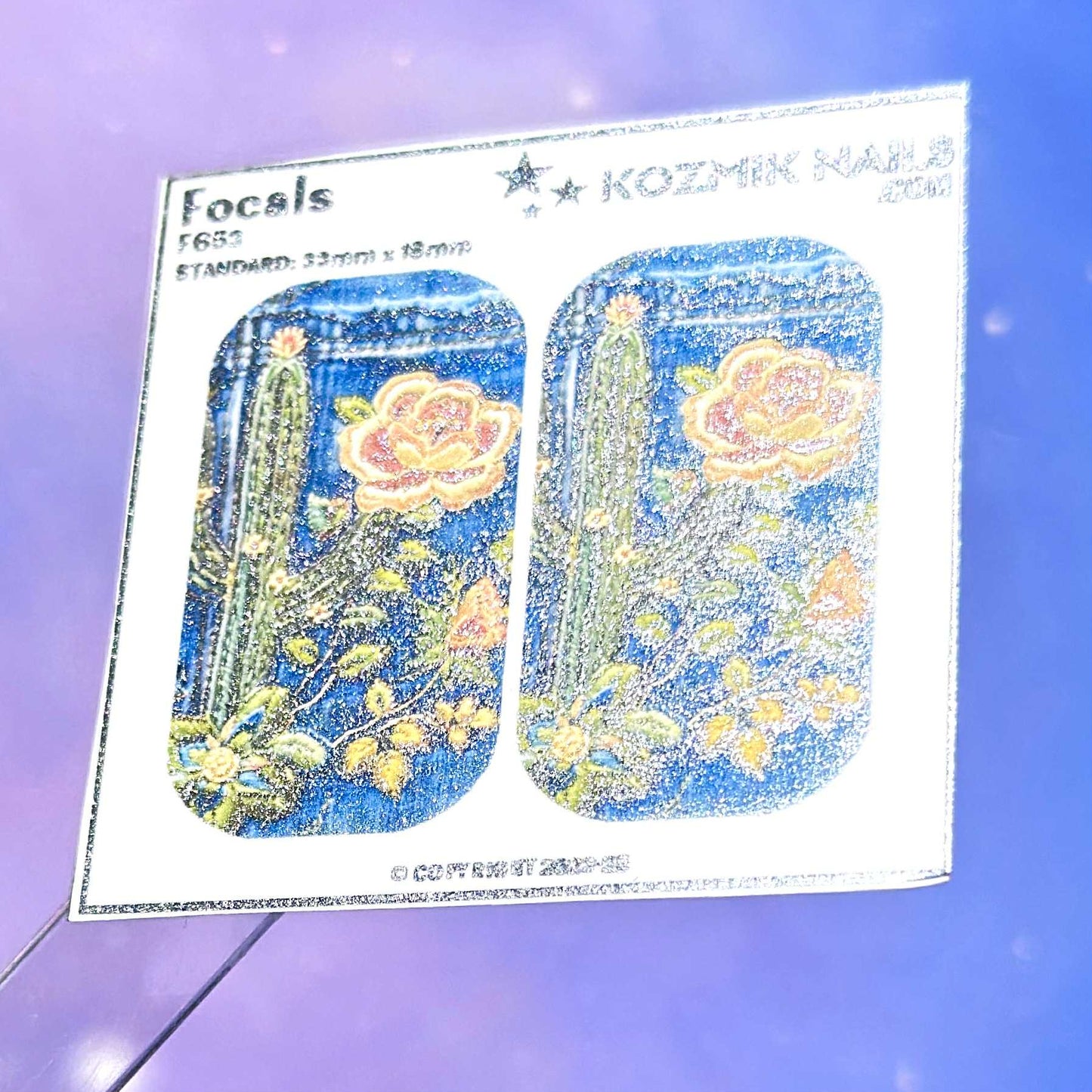 F653 Denim and Embroidered Cactus and Roses