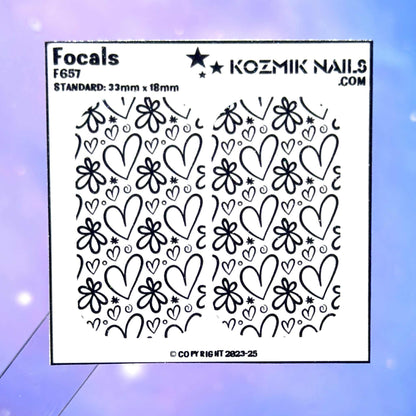 F657 Heart and Flowers Doodles