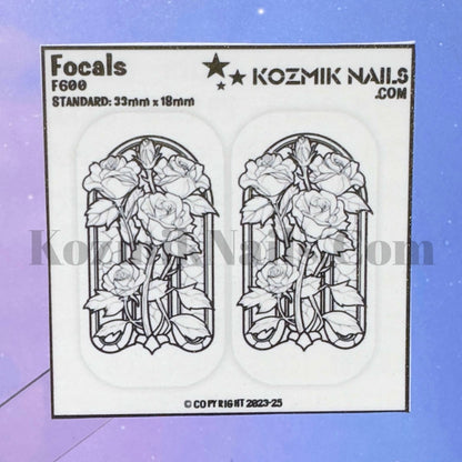 F600 Stained Glass Rose Panel Outline