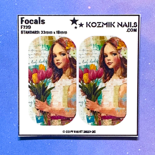 F739 Girl with Tulips