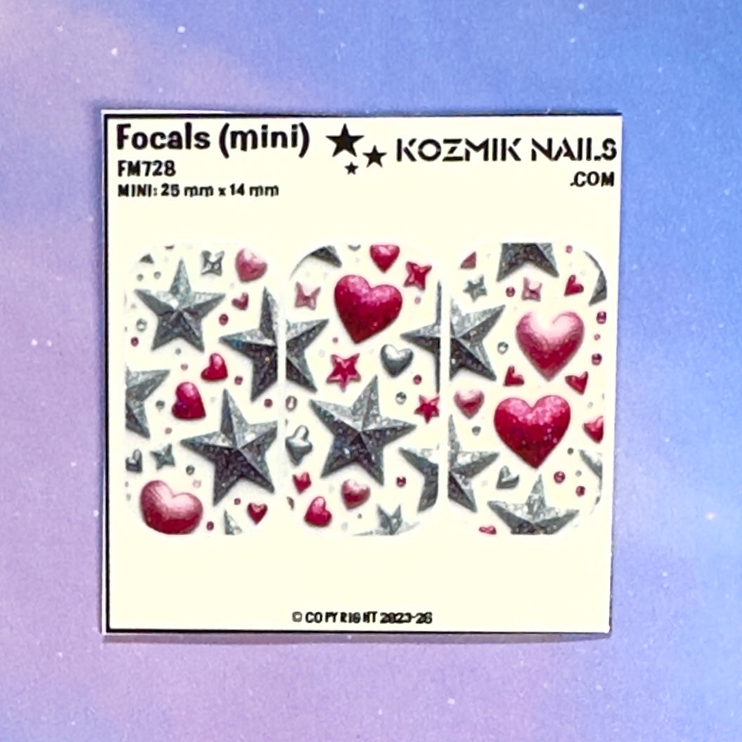 F728 Silver & Pink Hearts with Stars