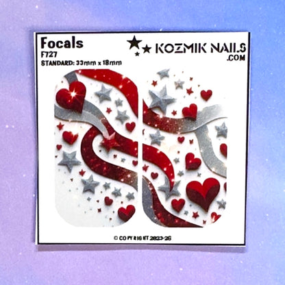 F727 Red & Silver Hearts & Stars