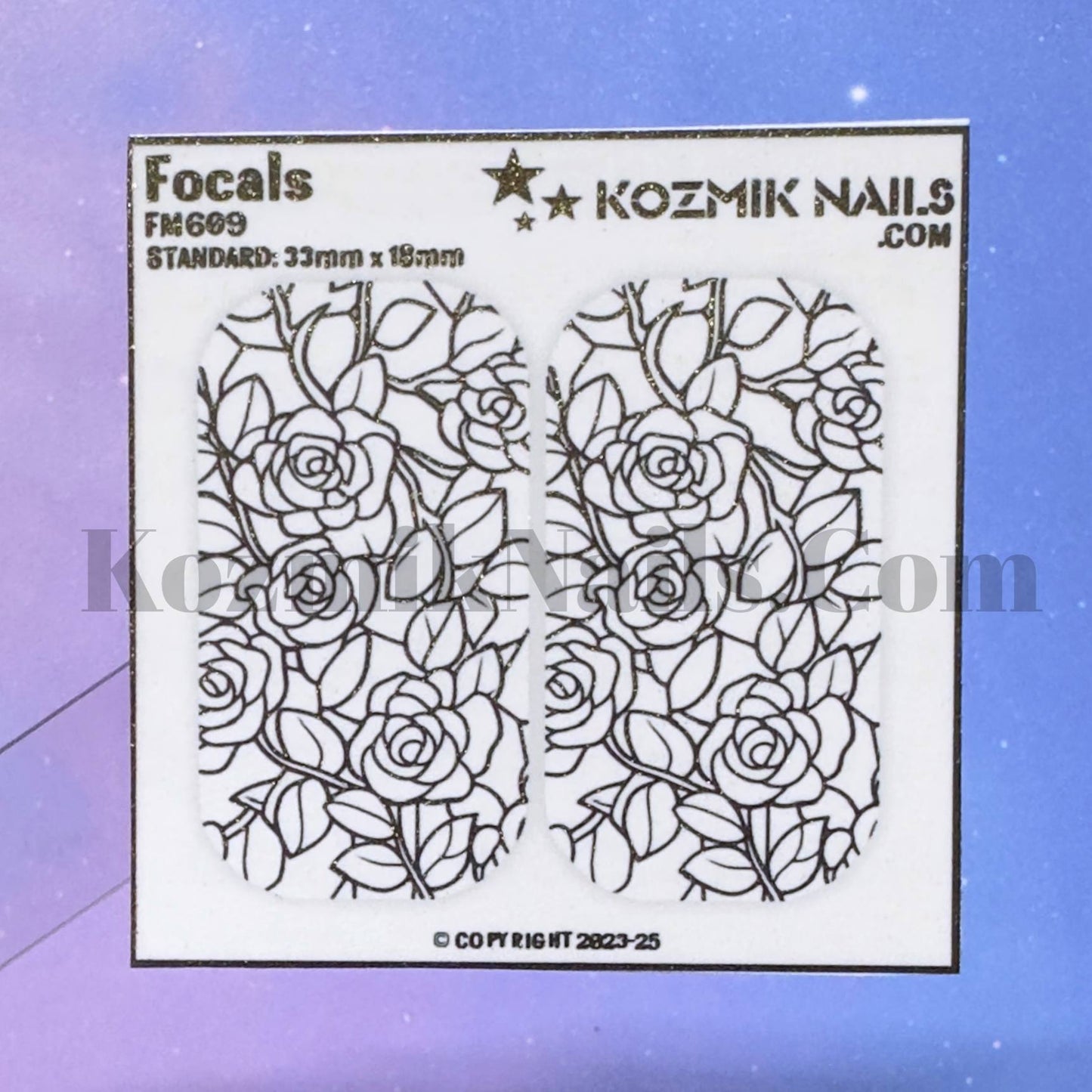 F609 Stained Glass Rose Bush Outline
