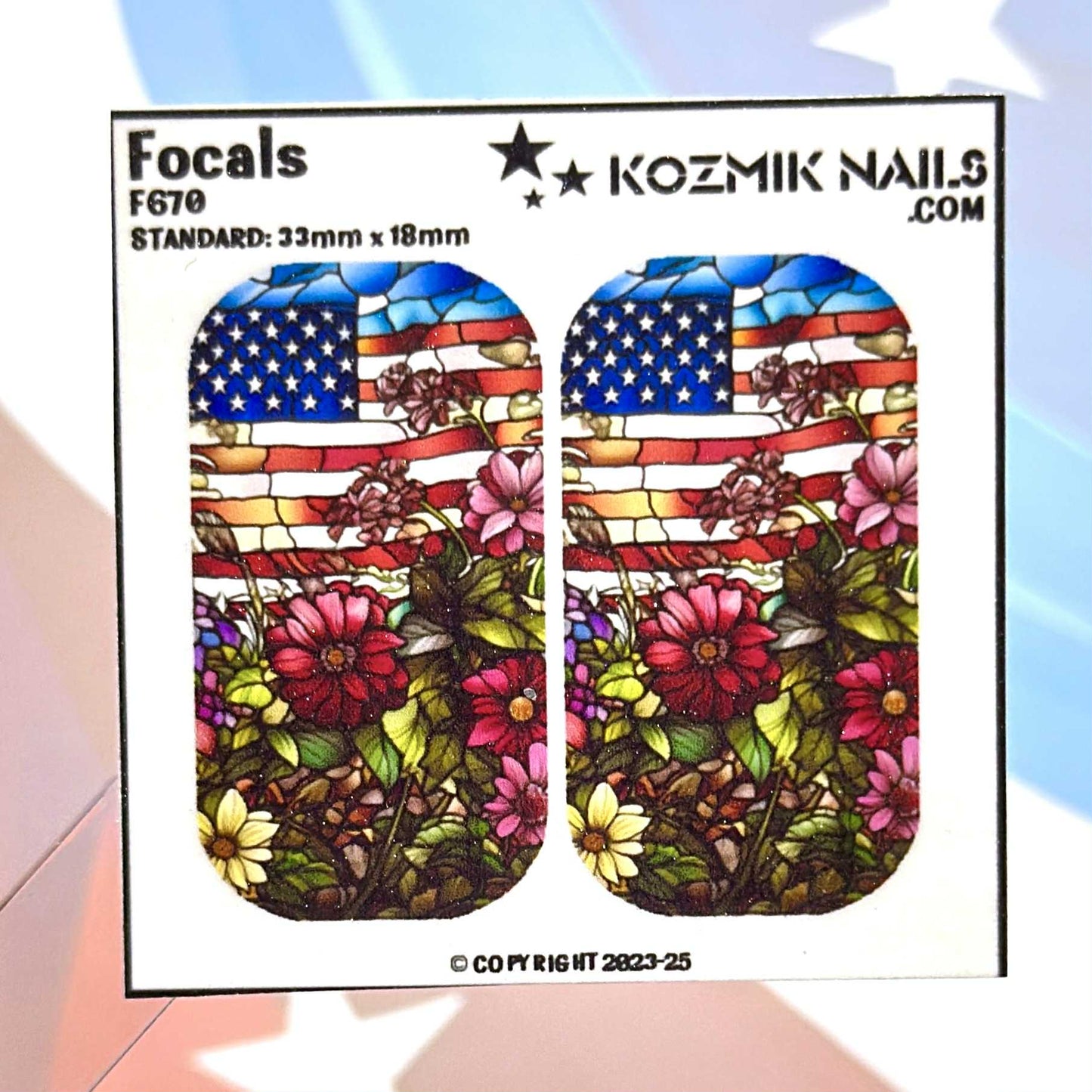 F670 Stained Glass Flag with Flowers