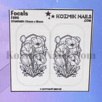 F606 Stained Glass Poppy Panel Outline