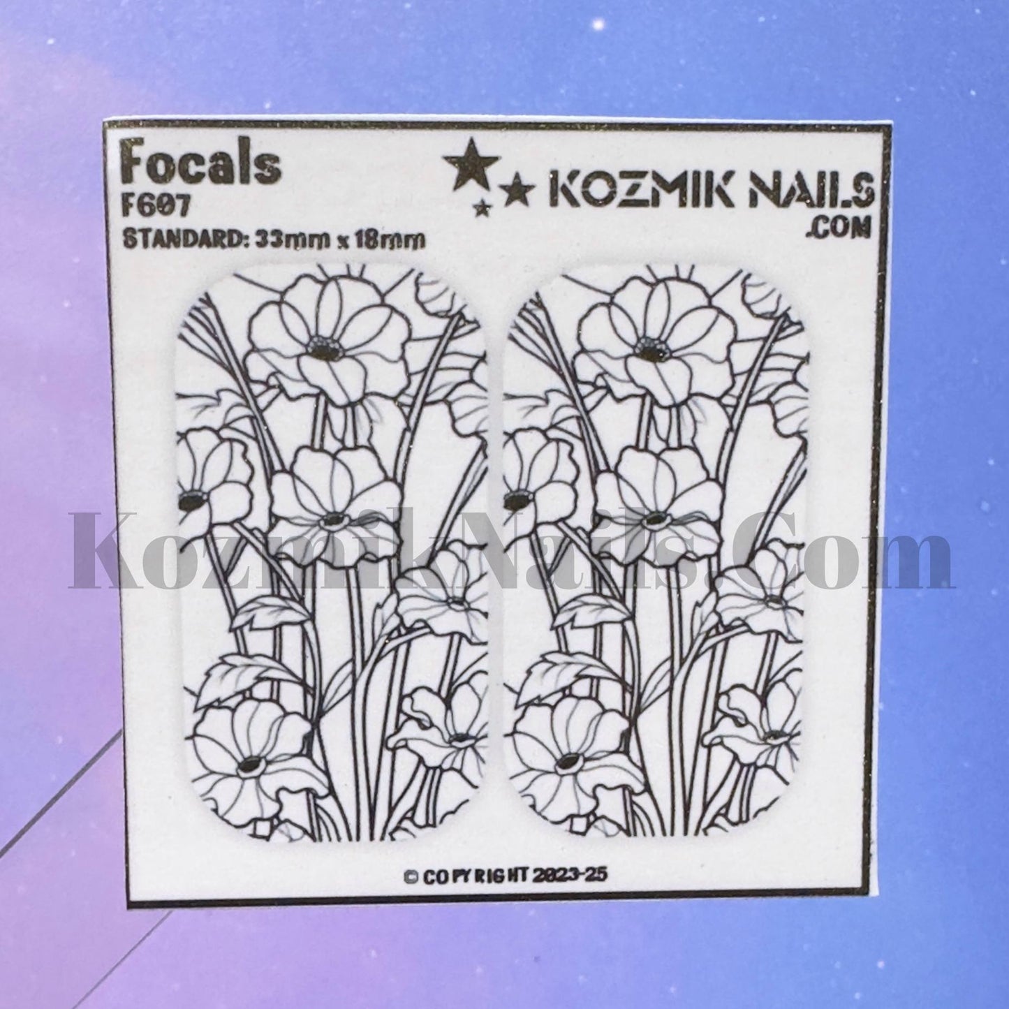 F607 Stained Glass Poppy Flower Outline