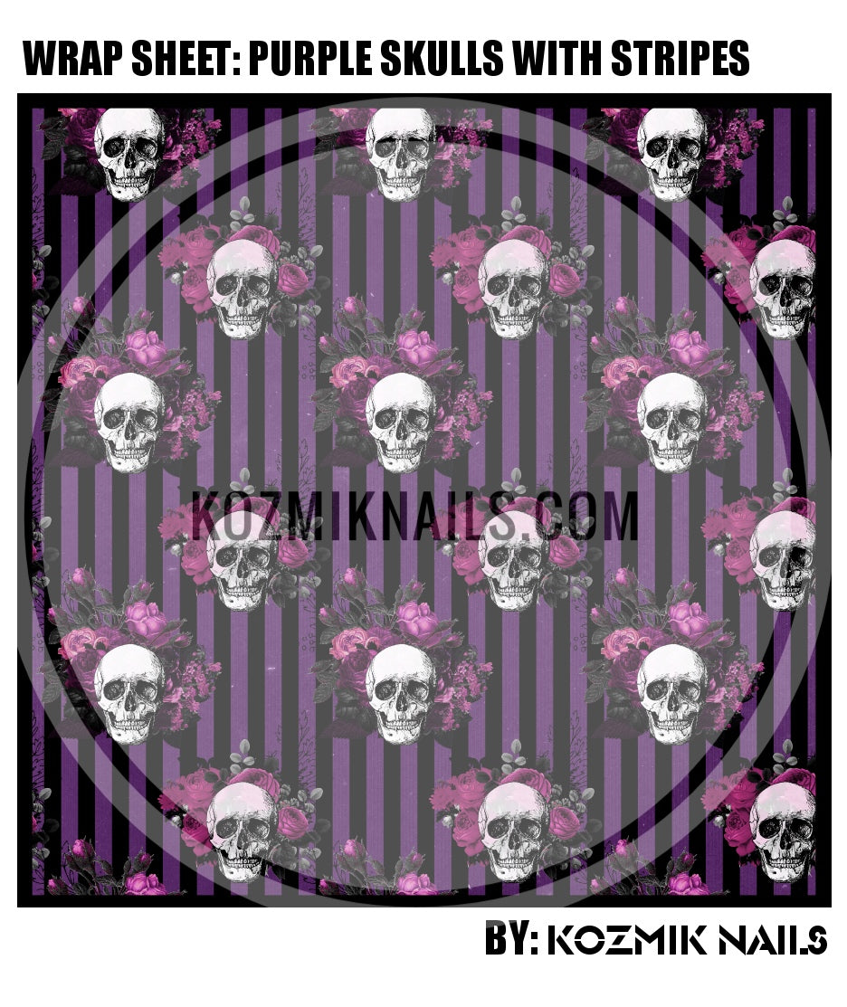 Purple Skulls with Stripes Wrap